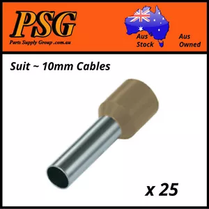 Cable Ferrules 10mm2 x 25 pack, Bootlace, Pin Crimps, Wire Sleeves - Picture 1 of 7