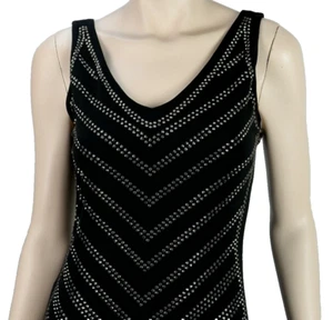 Carmen Marc Valvo Damen Vintage Pailletten Cocktailkleid Größe S schwarz Stretch gefüttert - Bild 1 von 8