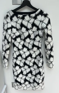 Reiss Black/White Pattern Bodycon Lottie Formal Dress size 4 - Picture 1 of 4