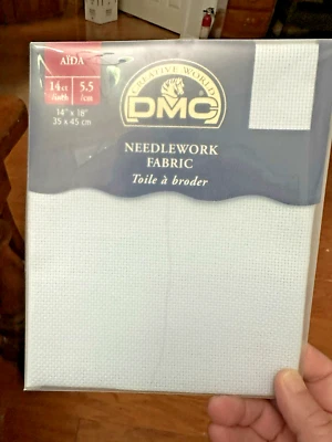 DMC Needlework Cross Stitch Aida Fabric  ~ 14 Count LIGHT BLUE #800  14" x 18" - Image 1 of 4