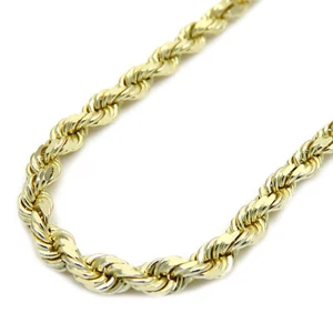 "Collar de cadena con cuerda de corte diamante de oro amarillo de 10 K para hombre y mujer de 2,5 mm 16-24""" - Imagen 1 de 8