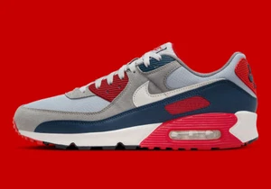 Nike Air Max 90 USA Smoke Grey Fire Red Phantom Navy Blue DM0029-005 Men's NBY - Picture 1 of 8