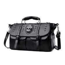 Women Black Handbags Leather Skull Tote Bag Punk Style Large Capacity Shoulder