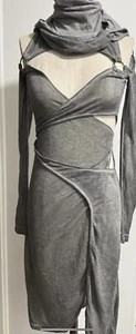 BNWT Darker Wavs Fader Wrap Dress Dolls Kill Size XXS Gray festival Club - Picture 1 of 5