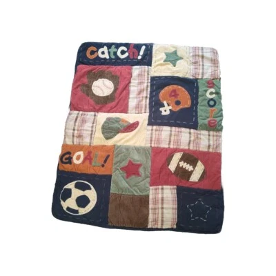 NoJo My Little MVP Crib Comforter Sports Baseball Soccer Boy 33" X 41" - Image 1 of 4