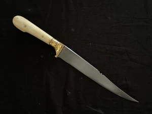 Vintage original mughal indo persian horn hand grip dagger with shikar gold work - Picture 1 of 6