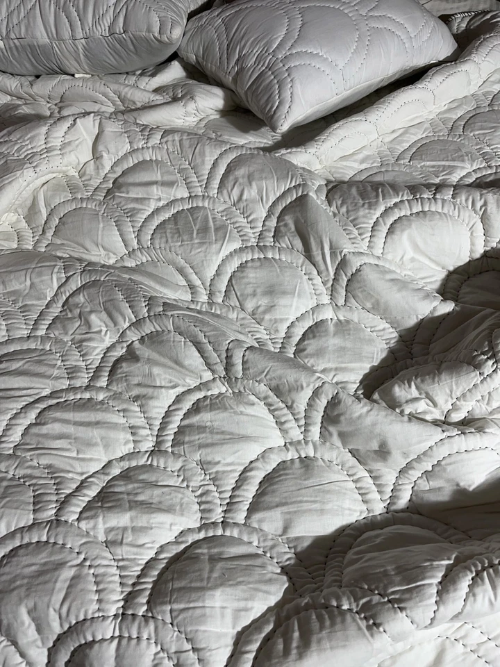 White Cotton quilt king cotton blanket cotton comforter queen bedding set - Image 1 of 4