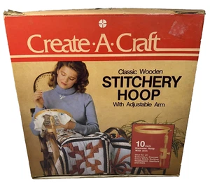 Create-A-Craft Bordado Madera Acolchado 10" Aro y Brazo Ajustable Completo De Colección - Imagen 1 de 9