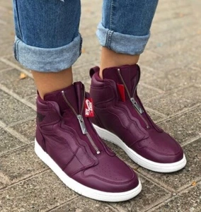 Nike Air Jordan 1 High Zip AT0575-600 Damenschuhe bordeaux lila Größe 7,5 - Bild 1 von 11