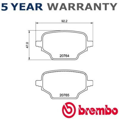 Conjunto de pastilhas de freio traseiras Brembo compatível com Citroen Berlingo 2018- Peugeot Partner 2018- - Imagem 1 de 4