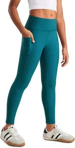 CRZ YOGA Girls Thermal Fleece Lined Athletic Leggings Water Large, Green Jade  - Picture 1 of 5