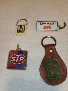 Vintage Keychain Lot STP Racing Yellow Pages Astrodome Pharmacy Leather - Picture 1 of 12