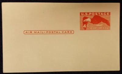 Vintage US UXC1 4¢ Four Cents Eagle in Flight Airmail Postal Card 1949 - Image 1 of 4