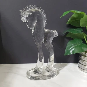 Estatuilla de caballo alta de vidrio artístico transparente vintage - Imagen 1 de 12