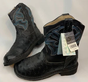 BOTAS VAQUERAS ROPER AVESTRUZ PUNTA REDONDA NEGRAS - Mujer 5 NUEVAS - Imagen 1 de 9