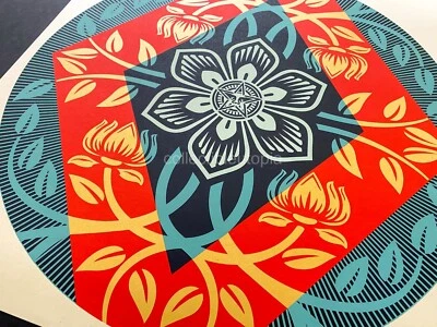 Póster impreso arte callejero urbano redondo flor diamante hada pastor gigante Obey Foto 1 de 4