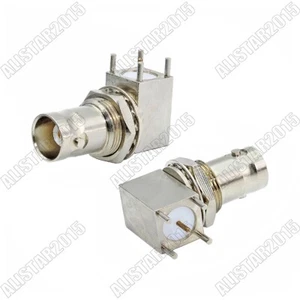 1x BNC Thru Hole Jack Female bulkhead right angle RA PCB Mount RF Coax Connector - Picture 1 of 5