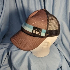 Cappellino snapback camionista vintage Quicksilver blu a righe nero retro invecchiato - Foto 1 di 5
