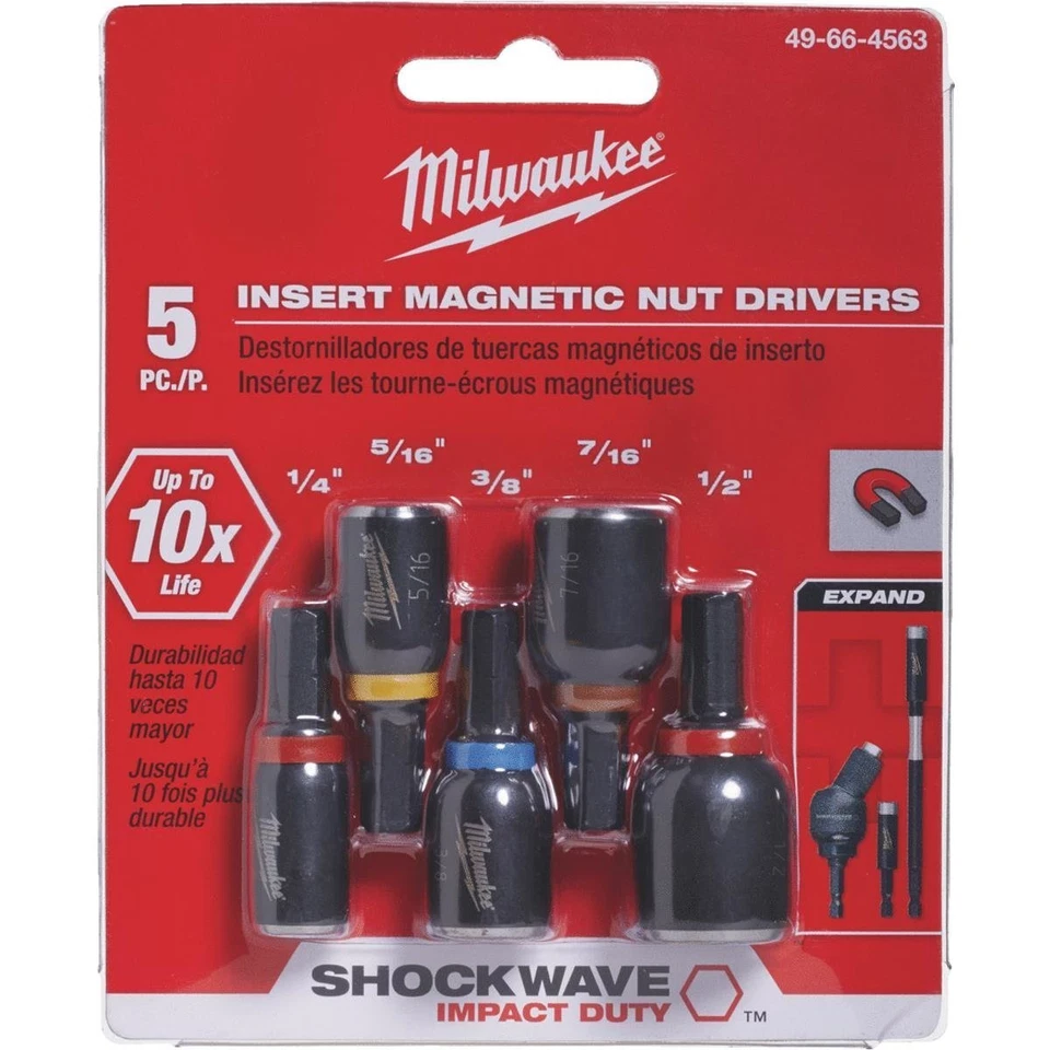 Milwaukee Shockwave 5-Piece Impact Magnetic Nutdriver Bit Set - Image 1 of 1
