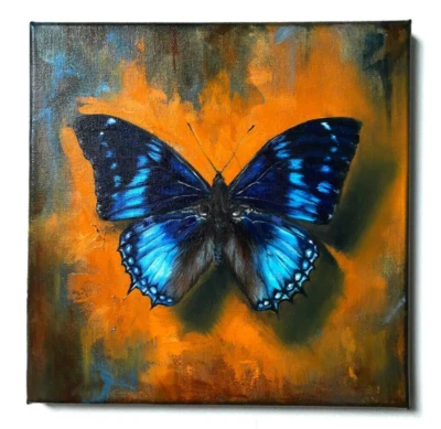 Pintura al óleo, arte original, lienzo, arte de pared mariposa arte interior contemporáneo Foto 1 de 4