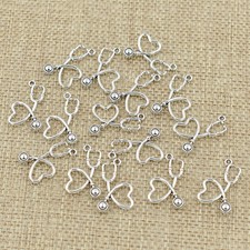 15pcs Antique Silver Stethoscope Charms Pendants DIY Jewelry Handcraft Supplies