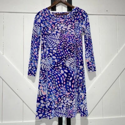 Vestido Lilly Pulitzer Mujer XXS Olive Beckon Azul Brillante Gruta Manga Larga Foto 1 de 4