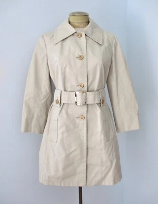 De Colección Años 60 Mod Londres Niebla Lona Impermeable Abrigo Corto Ancho Cinturón Lazos Bolsillos 10 Foto 1 de 4