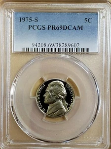1975 S Jefferson Monticello Proof Five Cent Nickel PCGS PR69DCAM 9602 - Picture 1 of 2