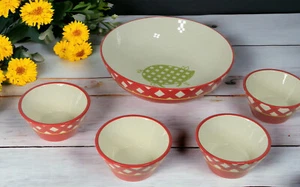Ton Kunst Gingham BBQ Sommer Spaß rot kariert Servierschüssel fünf Stück Set - Bild 1 von 9