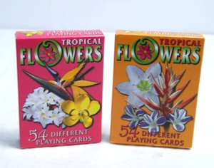 Carte da gioco fiori tropicali 2 mazzi carte ponte 54 immagini diverse COMPLETE - Foto 1 di 11