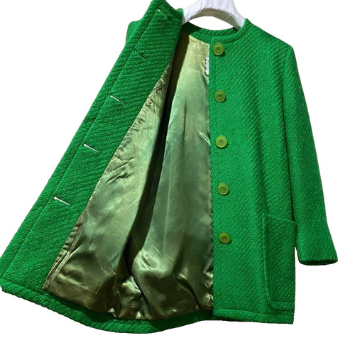 Cappotto CELINE senza colletto 38 verde donna