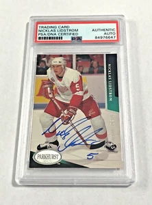 Nicklas Lidstrom signed 1993-94 Parkhurst hockey card Detroit Red Wings HOF PSA! - Picture 1 of 2