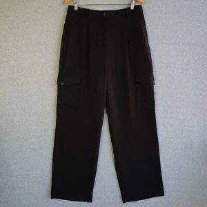 Witchery Pants Womens Sz 12 Black Utility Cargo Pleat Front Straight Leg Office - Picture 1 of 12