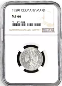 1959 F Germany 1 Mark, NGC 66, KM-110, Superb Example - Picture 1 of 2
