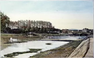 DAX - L'ADOUR en amont du VIEUX PONT - Gravure en couleur du 19e siècle - Bild 1 von 3