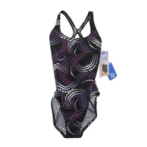 SPEEDO Women's 14 Purple Polka Dot One Piece Racerback Shelf Bra Swimsuit NWT - Bild 1 von 11