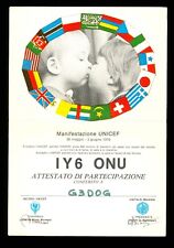 QSL Card Radio Italy IY6ONU 1979 Unicef I6ZAJ Porto Recanati Nicola Zaccarzi B89