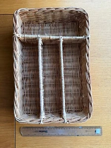 Wicker Cutlery Tray with 4 Compartments Excellent Clean Condition 36cm x 23 cm - Picture 1 of 6