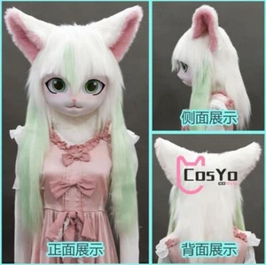 Fursuit Kigurumi Auriculares Peludo Disfraz Cosplay Comiket Peludos Rubbit Muñeca Gato - Imagen 1 de 36