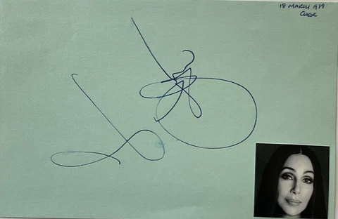 Cher American Singer & Actress Signed Album Page Autographed Cover