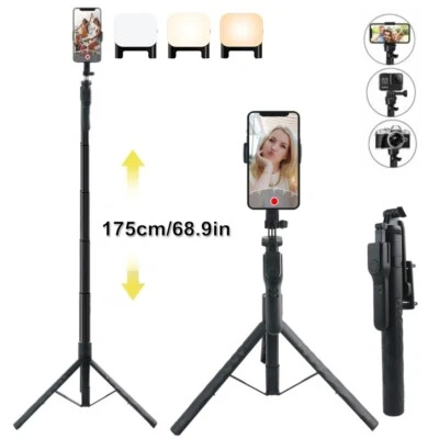 68" Selfie Stick Remote with Fill Light Bluetooth Extendable Phone Tripod Stand - Image 1 of 4