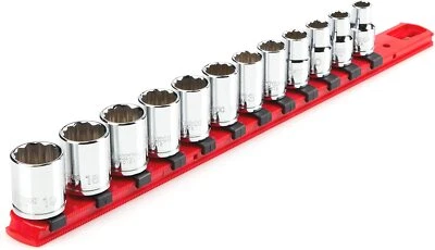 TEKTON 3/8 Inch Drive 12-Point Socket Set, 12-Piece (8-19 mm) | SHD91104 - Image 1 of 4