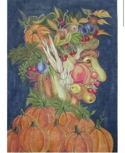 HALLOWEEN HARVEST NEEDLEPOINT CANVAS HANDPAINTED By Peter Ashe - Picture 1 of 1