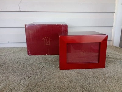 NEW Vintage Jordan Mark Wooden 5 Drawer Photo Box 4X6 120 Photos Cherry Wood - Image 1 of 4