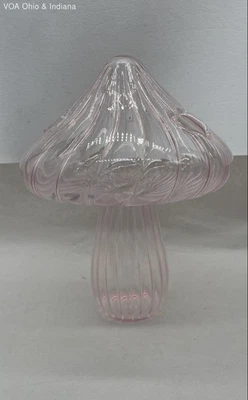 Premium Quality Pink Handcrafted Glass Decorative Mushroom Vase - Image 1 of 4
