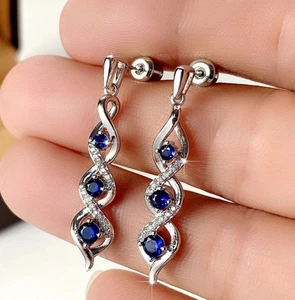 2Ct Lab Created Diamond Twist Drop Earrings 925 Sterling Silver Gift for Her - Picture 1 of 7