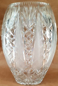 Vintage Crystal American Brilliant Period Cut Clear 10 Inch Oval Vase - Picture 1 of 9