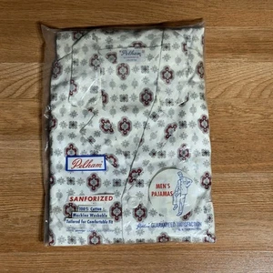 Vintage Mens PJs Pajamas Cotton Sanforized Sedgwick 1960’S MCM Atomic Set Button - Picture 1 of 4