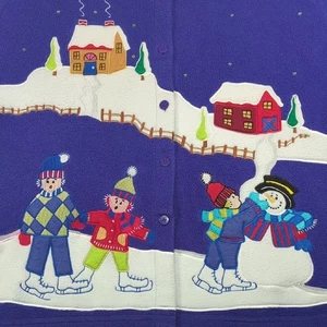 The Quacker Factory Ugly Christmas Fleece Button Front Cardigan Sweater Size 1X - Picture 1 of 5