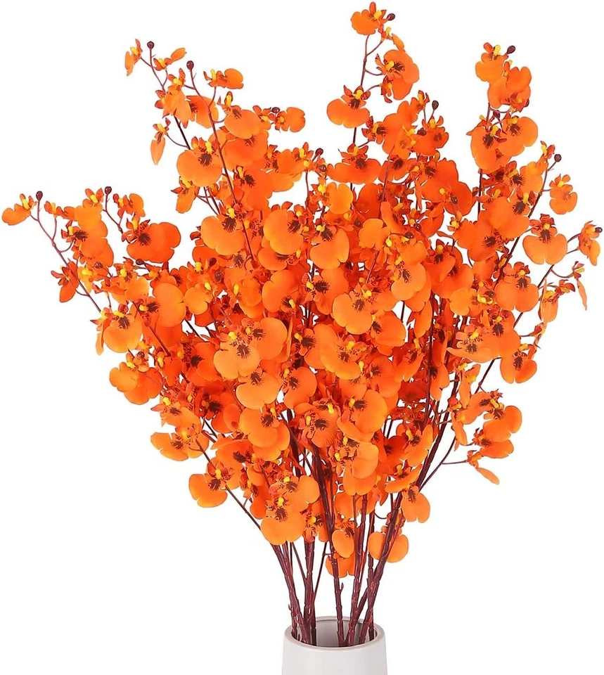 8 PIEZAS Imitación Naranja Orquídeas Tallo Largo para Boda Decoración del Hogar Foto 1 de 4